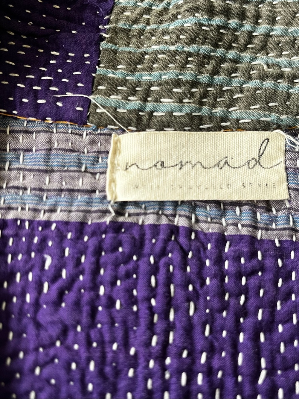 Nomad Purple & Gray Patchwork Kantha Handmade Vest. Stunning!! - Picture 3 of 14